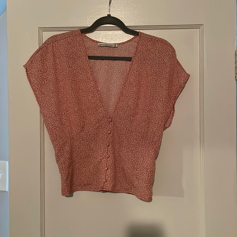 Abercrombie Red & White Floral Blouse